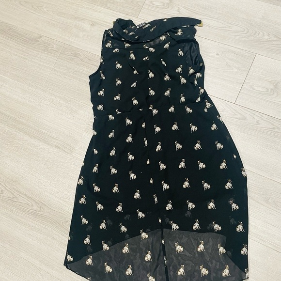 Boston Terrier Dress Black Sleeveless with Dog Print Sz Large - Picture 12 of 14